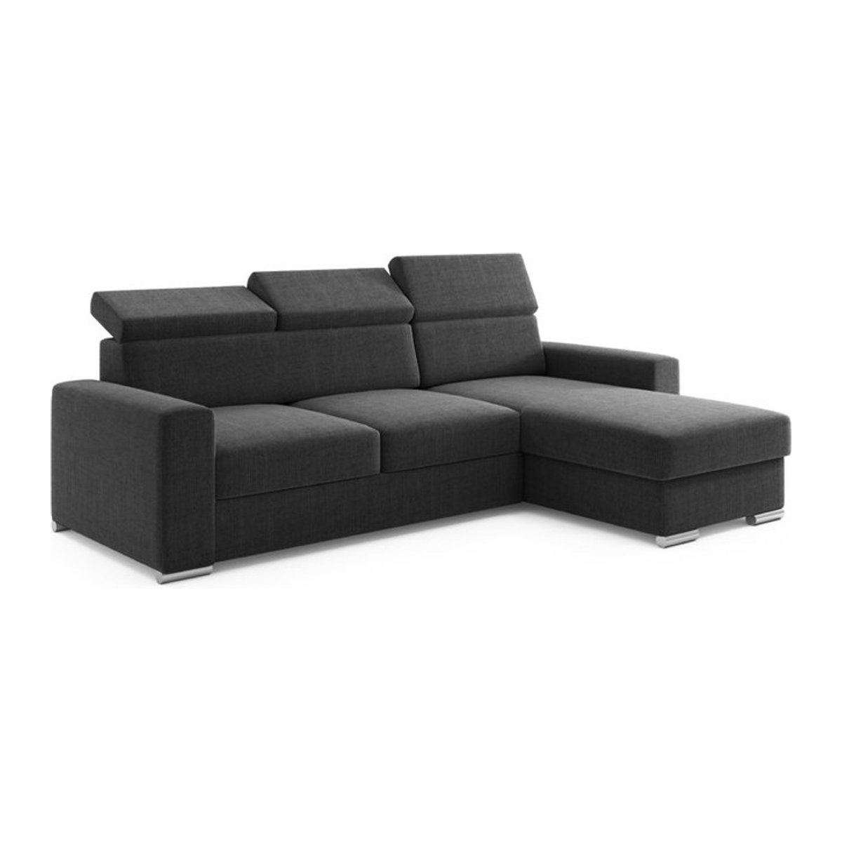 M-Punkt Ecksofa TOKIO als Schlafsofa mit Bett und Bettkasten in Schwarz/Anthrazit aus Stoff - Bild 1