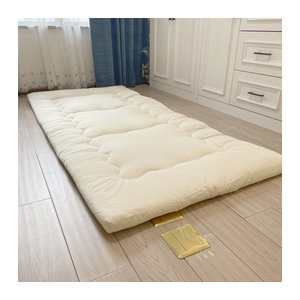 MadameJsHome Japanische Shiki-Futon-Matratze in Beige, faltbare Tatami-Matte als minimalistische Bodenmatratze und Gästebett für das Einzelbett