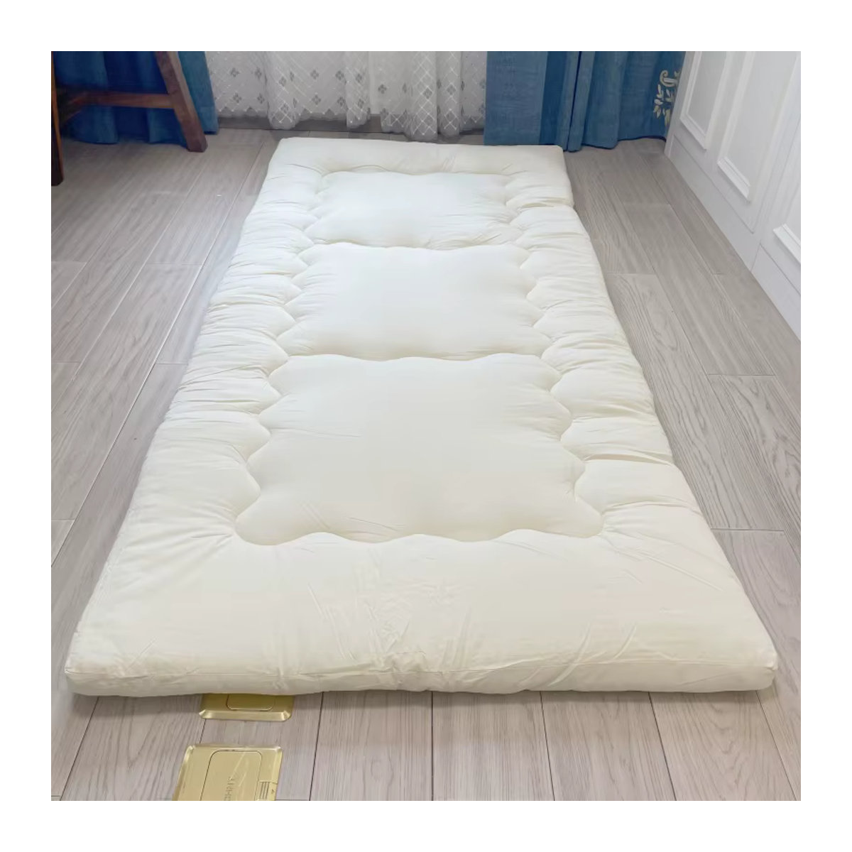 MadameJsHome Japanische Shiki-Futon-Matratze in Beige, faltbare Tatami-Matte als minimalistische Bodenmatratze und Gästebett für das Einzelbett - Bild 2