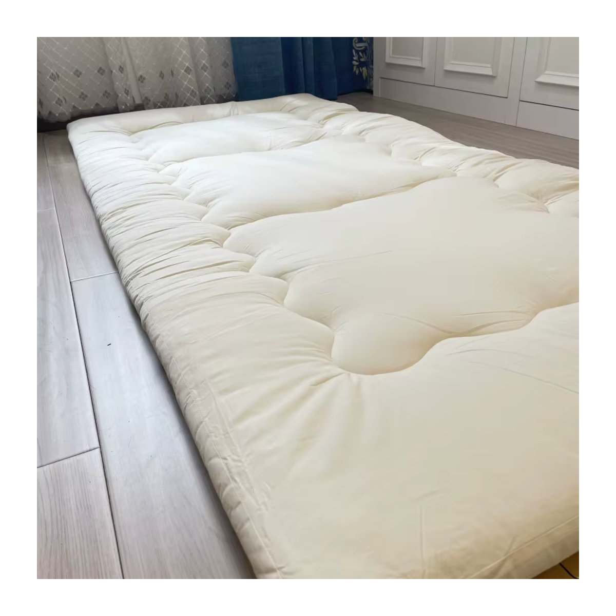 MadameJsHome Japanische Shiki-Futon-Matratze in Beige, faltbare Tatami-Matte als minimalistische Bodenmatratze und Gästebett für das Einzelbett - Bild 4