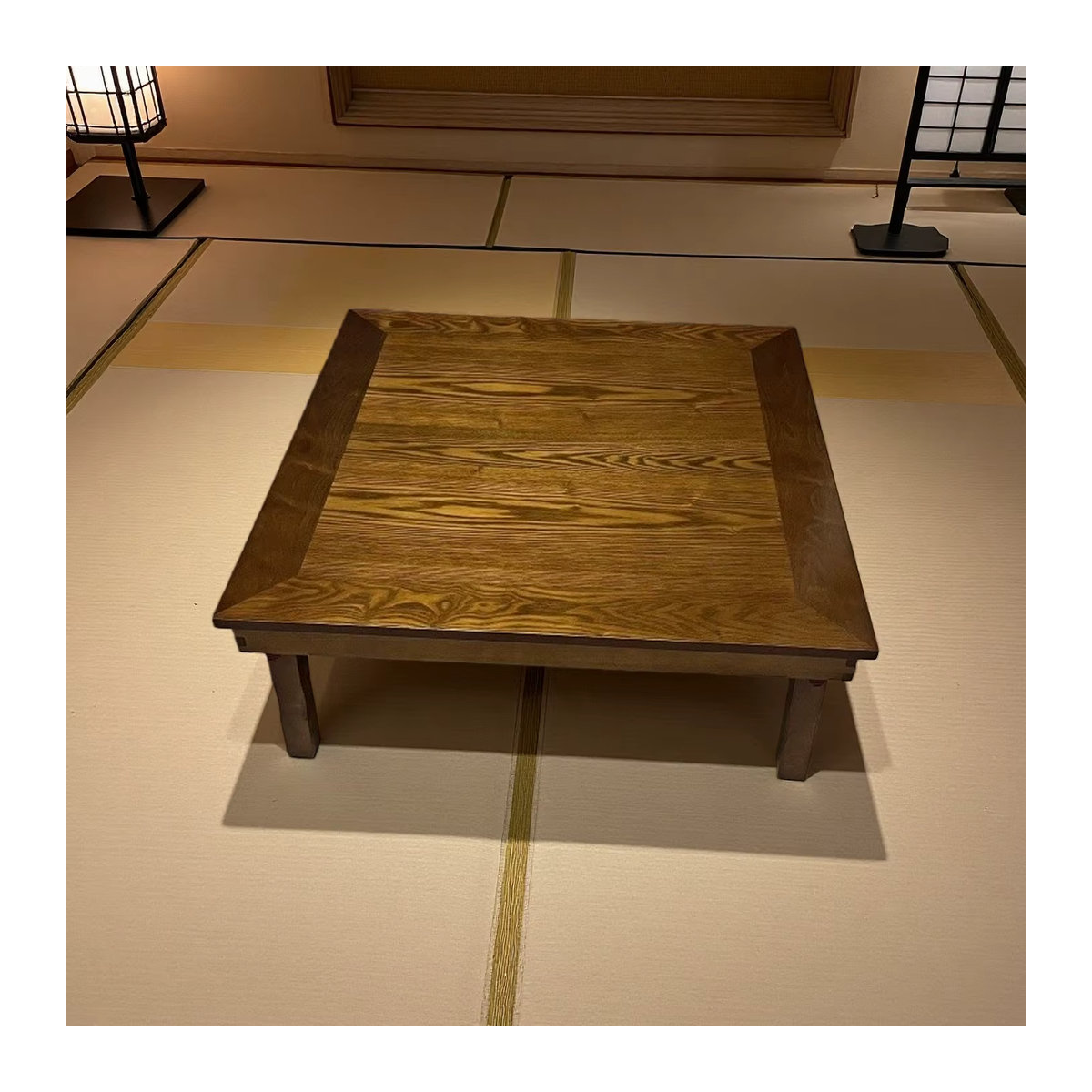 MadameJsHome Koreanischer niedriger Tisch aus Massivholz in Braun mit klappbaren Beinen, quadratisch, B/T: 80 x 80 cm - Bild 2