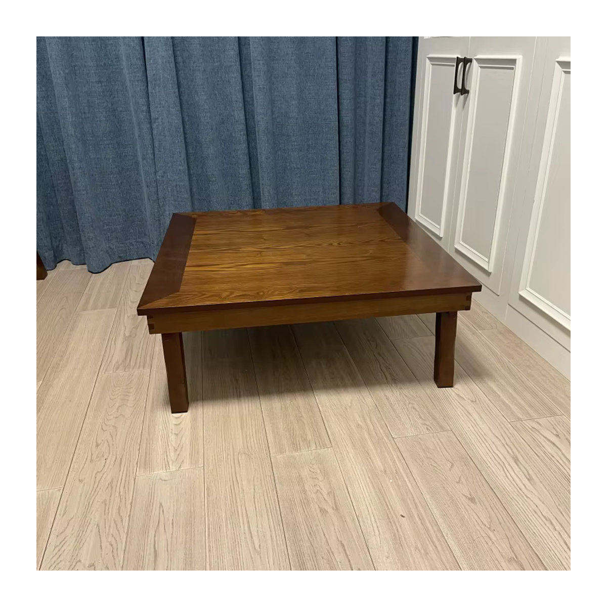MadameJsHome Koreanischer niedriger Tisch aus Massivholz in Braun mit klappbaren Beinen, quadratisch, B/T: 80 x 80 cm - Bild 3
