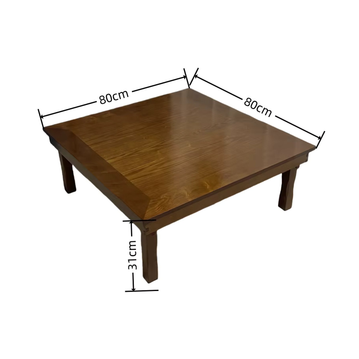 MadameJsHome Koreanischer niedriger Tisch aus Massivholz in Braun mit klappbaren Beinen, quadratisch, B/T: 80 x 80 cm - Bild 6