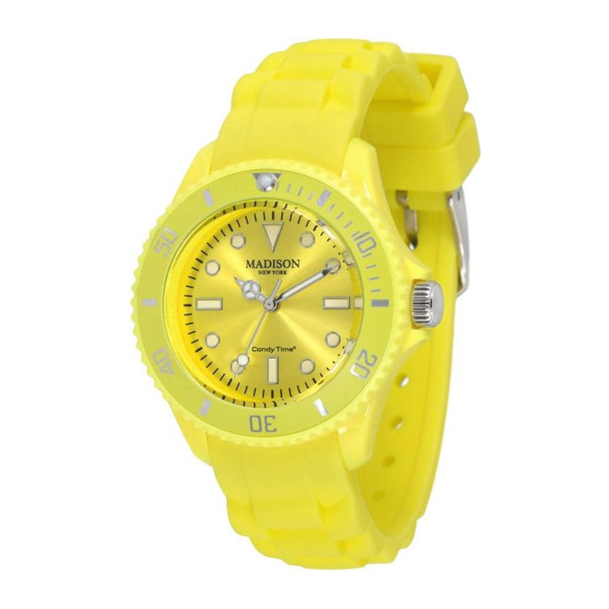 MADISON Unisex Quarzarmbanduhr in Gelb mit rundem Glasgehäuse und Kunststoffarmband - Bild 1