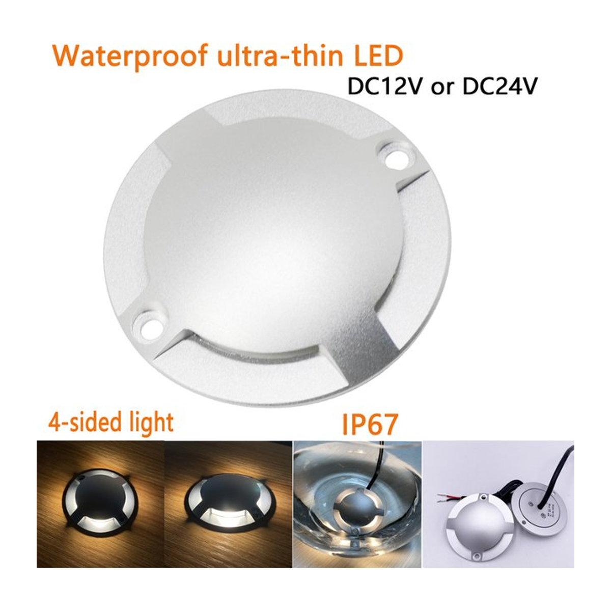 MAECHUANGYUAN Ultradünne LED Wegeleuchte mit 4 Löchern, IP67 wasserdicht, Silber, minimalistisches Design für Außenbereich und Garten - Bild 1