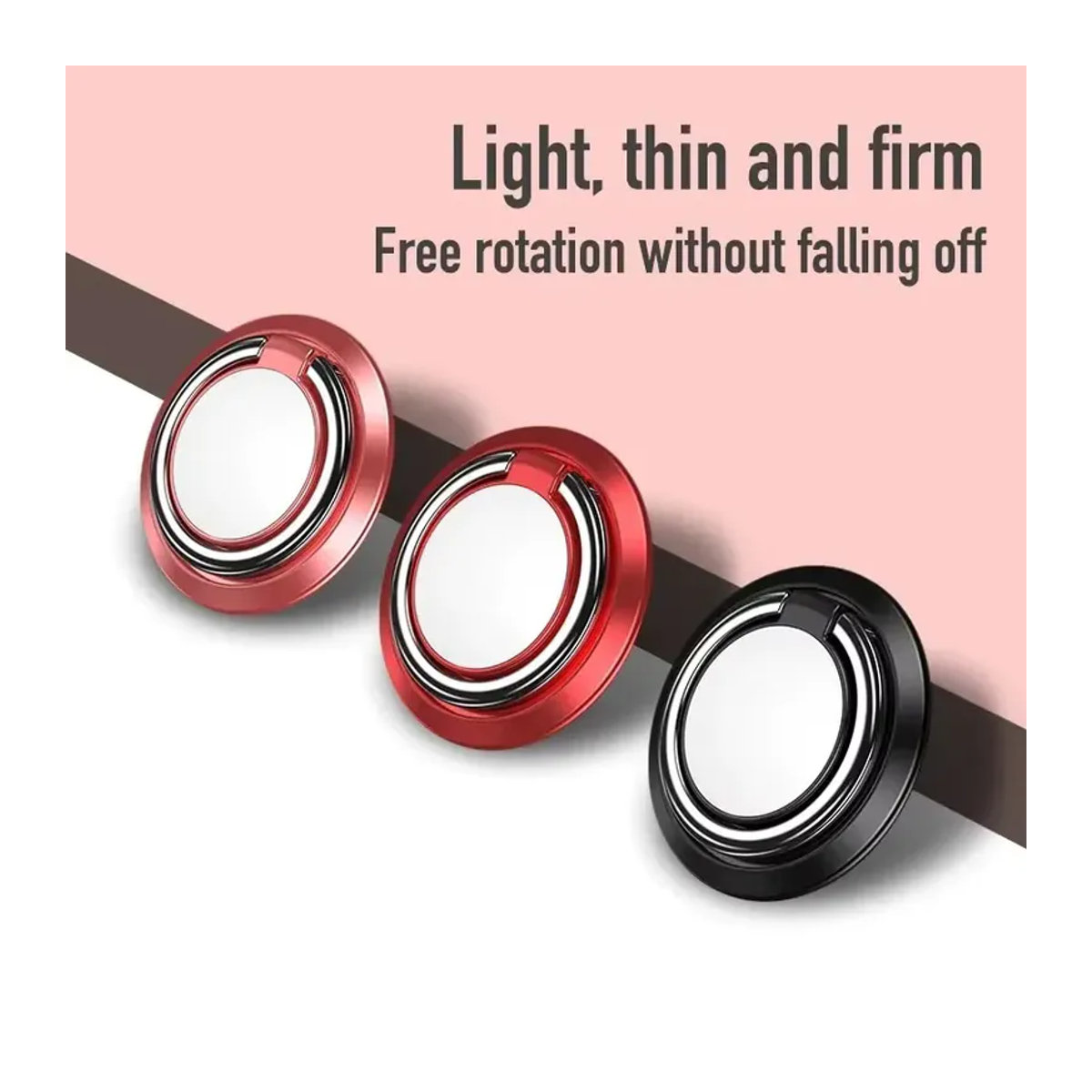 Maerknon Universeller magnetischer Fingerringhalter mit 360-Grad-Rotation und Saugnapfhalterung für dein Smartphone in Rosa und Bunt im minimalistischen Design - Bild 2