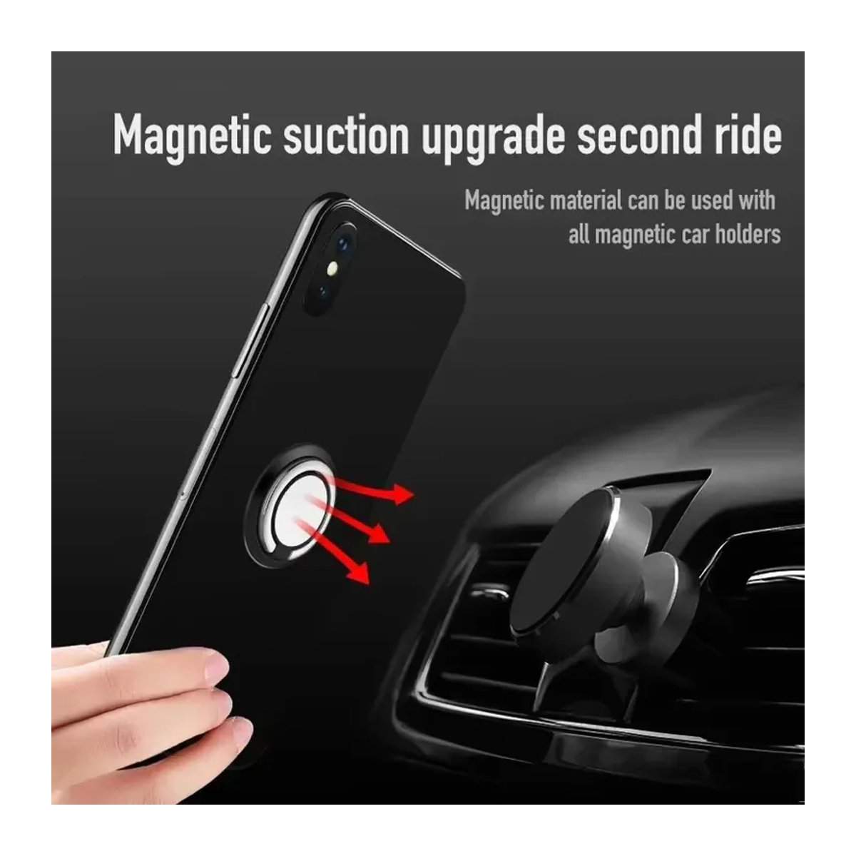 Maerknon Universeller magnetischer Fingerringhalter mit 360-Grad-Rotation und Saugnapfhalterung für dein Smartphone in Rosa und Bunt im minimalistischen Design - Bild 4