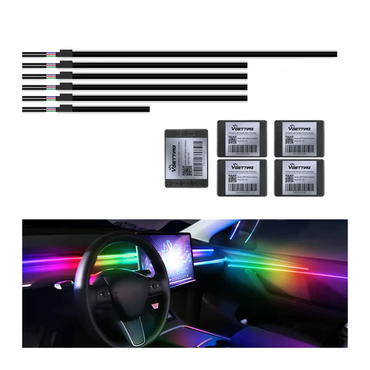MAGIC COLORM 18-in-1 Auto-Umgebungslicht mit 64 Farben und Bluetooth-App-Steuerung, RGB-Acrylstreifen für den Innenraum - Bild 6