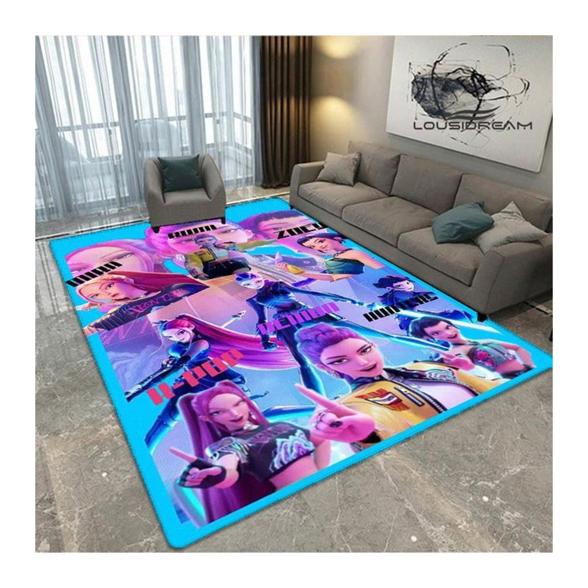 Magic Zhu KPop Dämonenjäger Teppich mehrfarbig B/B: 100 x 120 cm - Bild 1