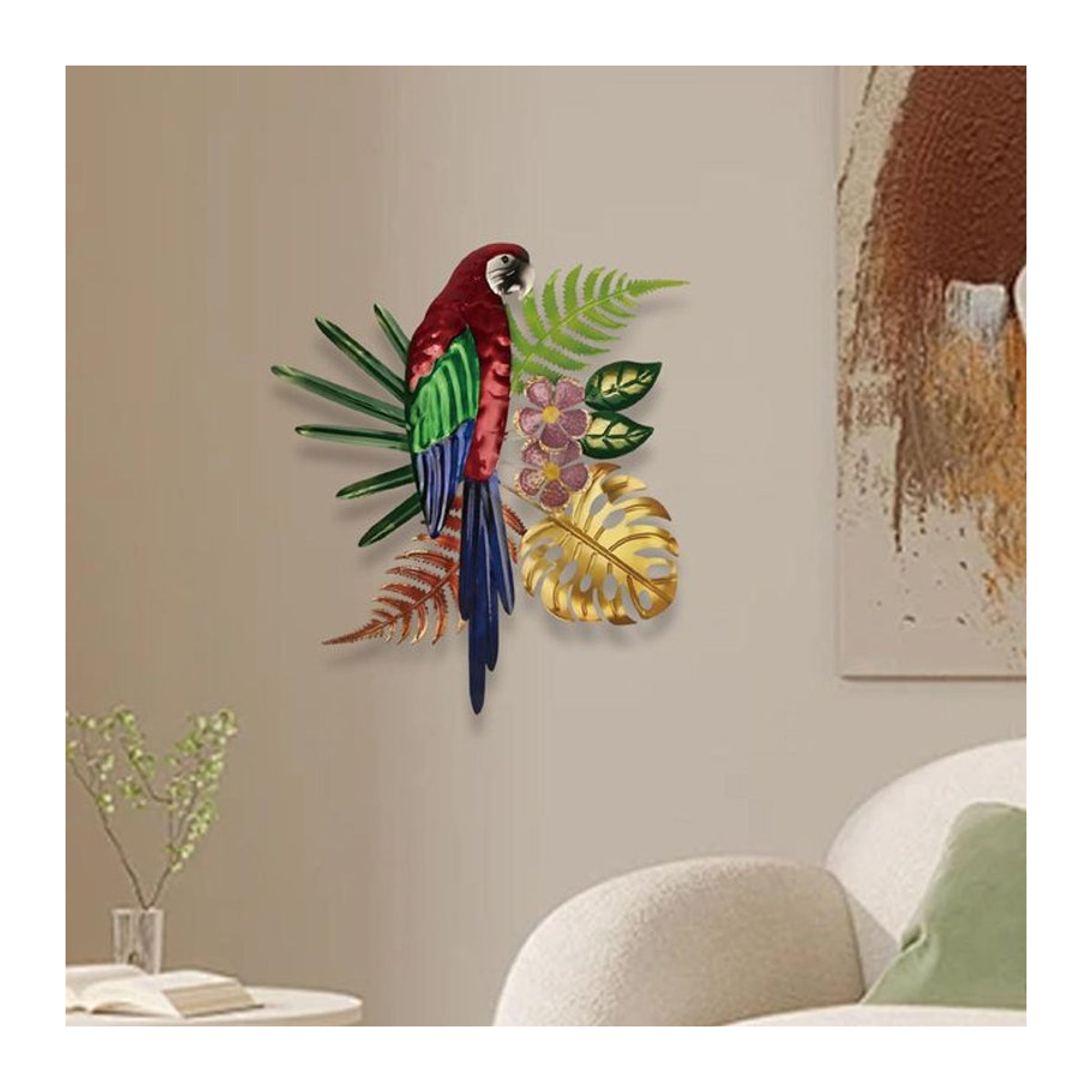 MagiDeal 2D-Wanddekoration aus Metall mit Papageienmotiv in mehrfarbigem Bohemian-Design zum Aufhängen - Bild 1