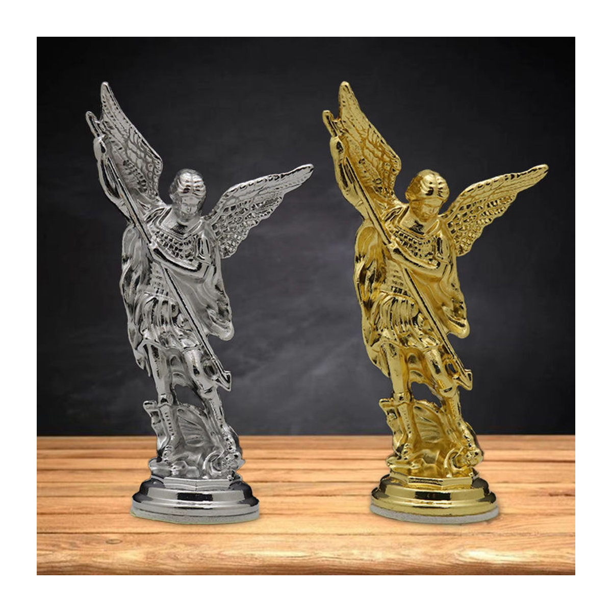 MagiDeal Engel Skulptur Besiegter Luzifer als religiöse Sammlerfigur aus Metall in Silber - Bild 2