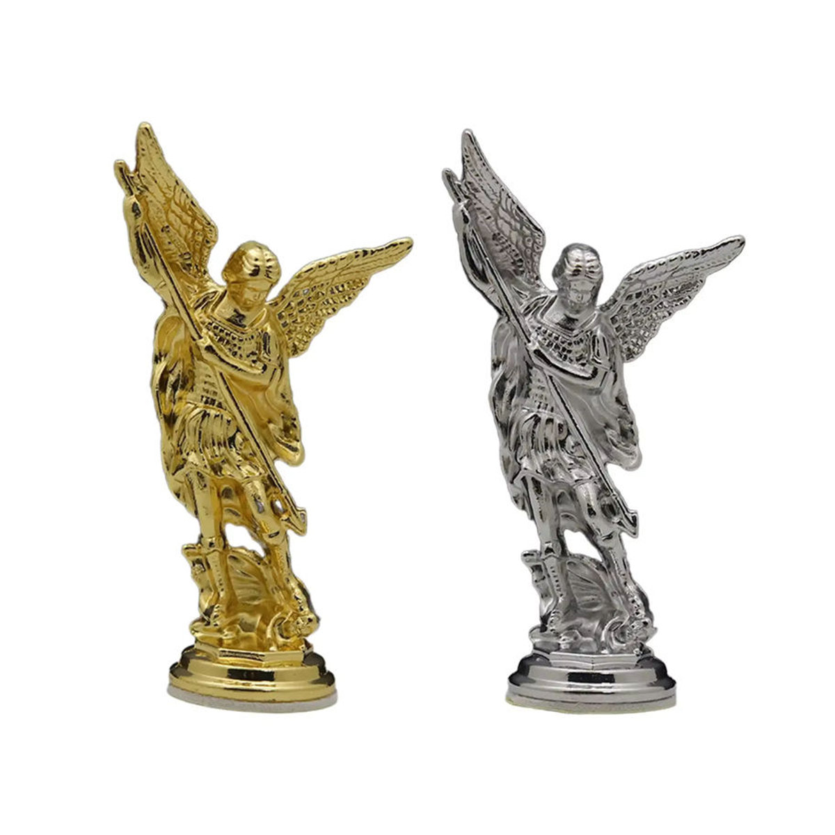 MagiDeal Engel Skulptur Besiegter Luzifer als religiöse Sammlerfigur aus Metall in Silber - Bild 3