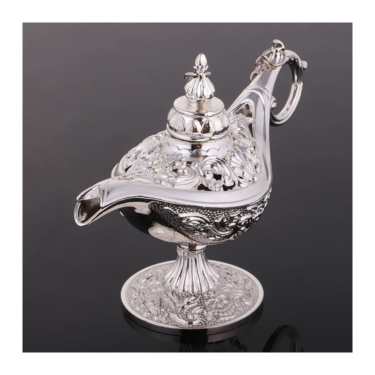 MagiDeal Schmuckschatulle Aladdin im Vintage-Stil aus Metall, Silber, florales Design - Bild 3