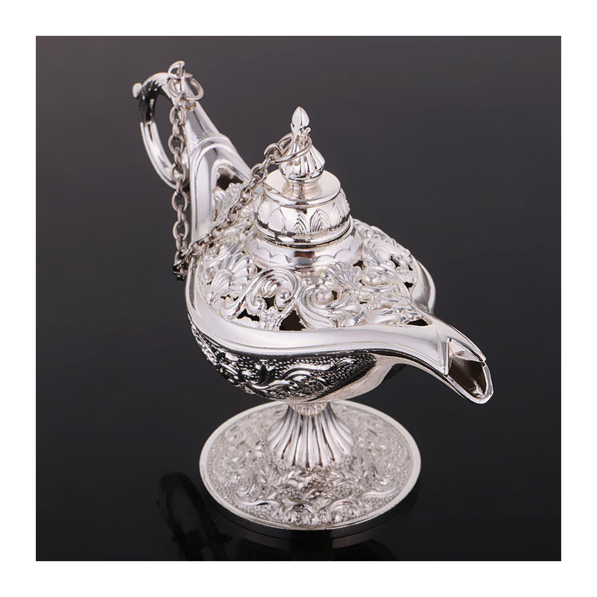 MagiDeal Schmuckschatulle Aladdin im Vintage-Stil aus Metall, Silber, florales Design - Bild 4