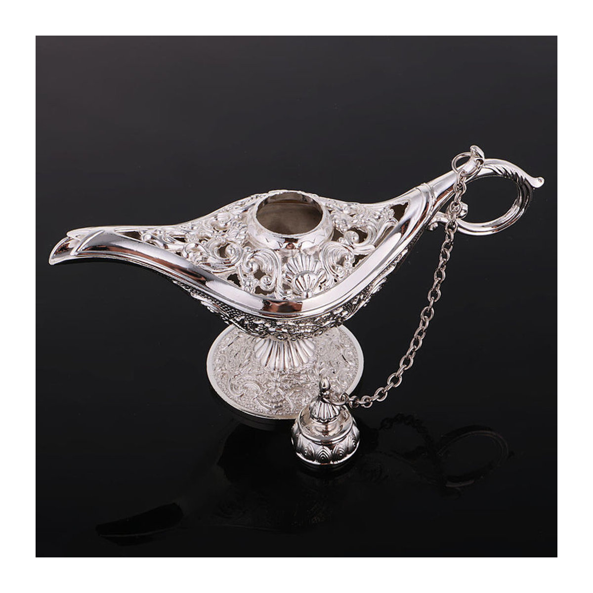 MagiDeal Schmuckschatulle Aladdin im Vintage-Stil aus Metall, Silber, florales Design - Bild 5