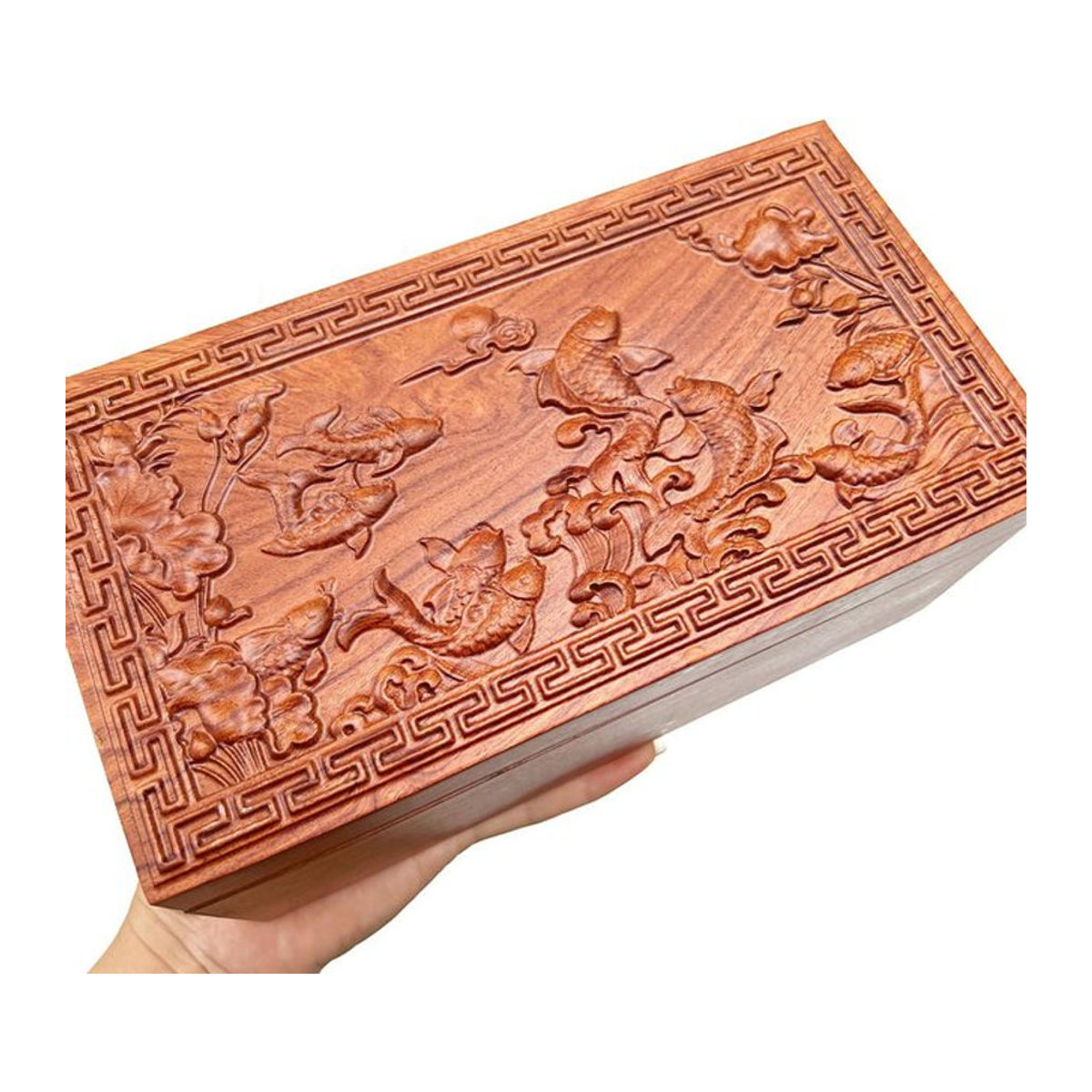 MagiDeal Schmuckschatulle aus Holz in Braun im Vintage-Stil mit floralem Design als Schmuck-Organizer für Damen - Bild 1