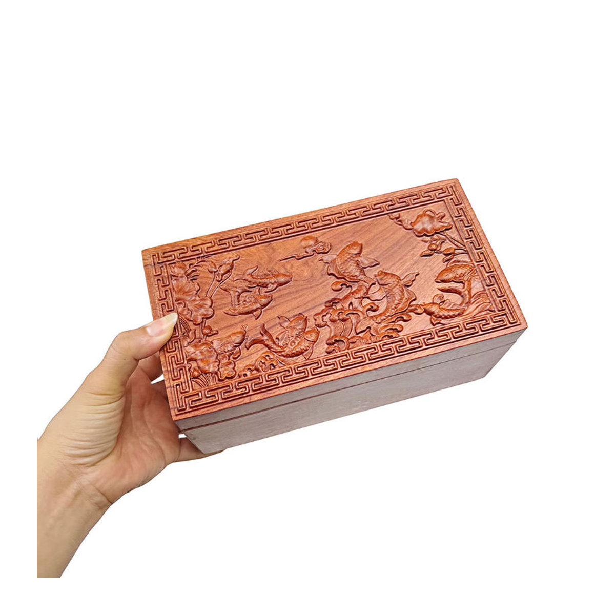 MagiDeal Schmuckschatulle aus Holz in Braun im Vintage-Stil mit floralem Design als Schmuck-Organizer für Damen - Bild 3