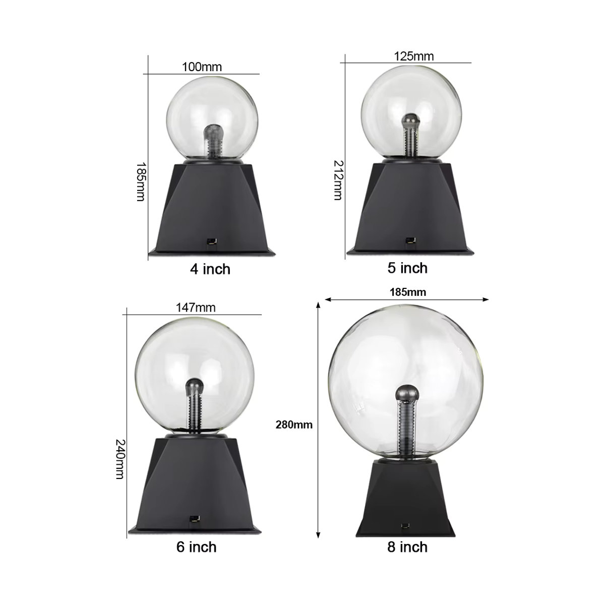 Magische Plasma Ball Lampe mit LED-Nachtlicht und Glas-Kugelleuchte in Bunt für moderne Atmosphäre und Party-Dekoration mit EU-Stecker - Bild 2