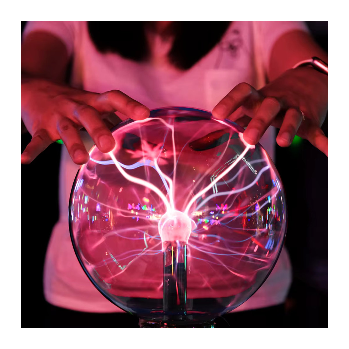 Magische Plasma Ball Lampe mit LED-Nachtlicht und Glas-Kugelleuchte in Bunt für moderne Atmosphäre und Party-Dekoration mit EU-Stecker - Bild 3