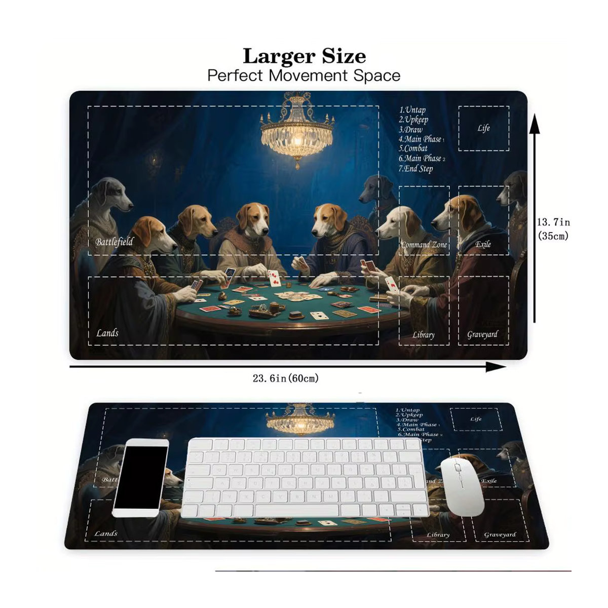 Magische Spielmatte mit Froschkrieger-Muster und Zonen, rutschfeste Karten-Gaming-Matte aus Gummi in Multicolor - Bild 4
