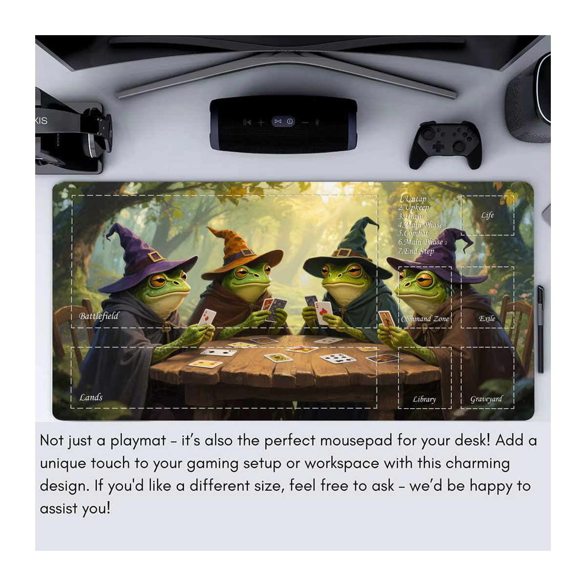 Magische Spielmatte mit Froschkrieger-Muster und Zonen, rutschfeste Karten-Gaming-Matte aus Gummi in Multicolor - Bild 5