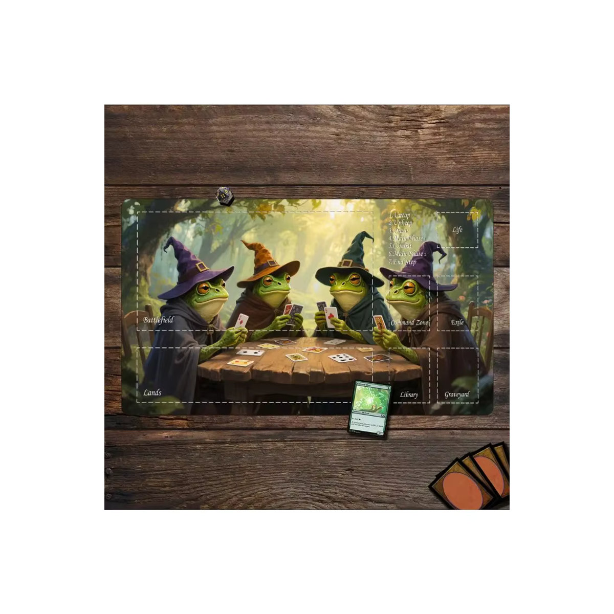 Magische Spielmatte mit Froschkrieger-Muster und Zonen, rutschfeste Karten-Gaming-Matte aus Gummi in Multicolor - Bild 6
