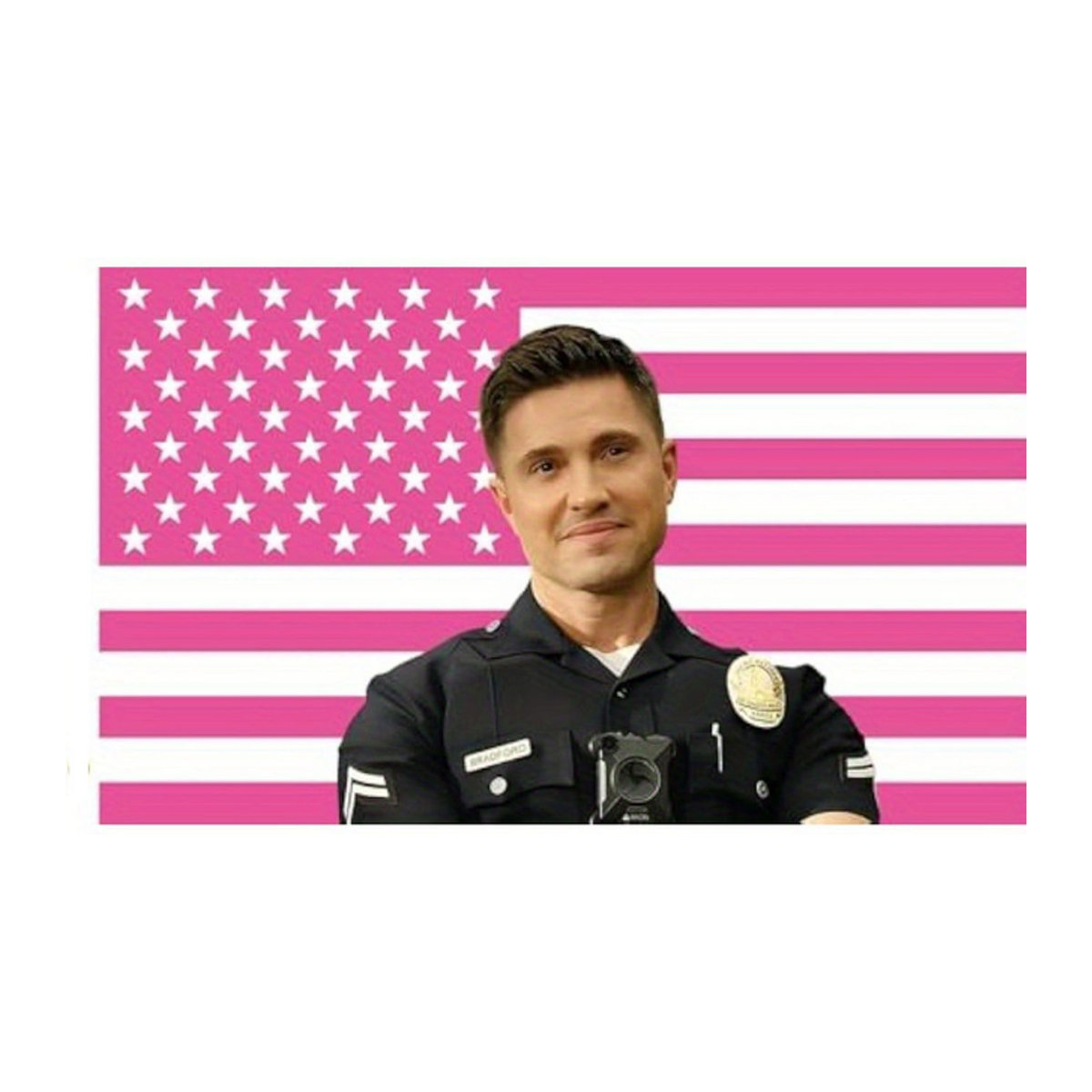 MAGJIUKE Tim Bradford The Rookie Dekoration Amerikanische Flagge Rosa Porträt Wandmontiert B: 60 cm, H: 40 cm - Bild 1