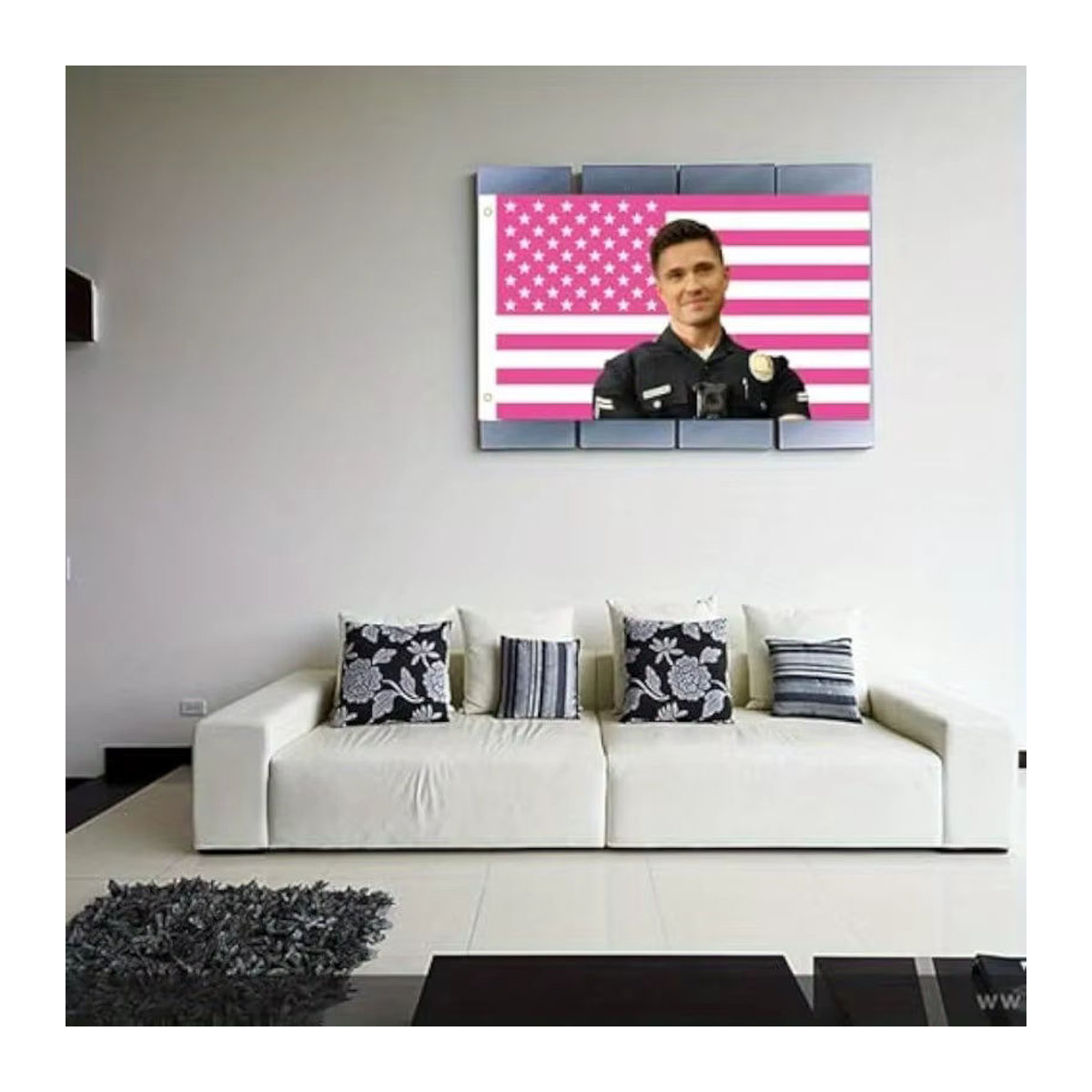 MAGJIUKE Tim Bradford The Rookie Dekoration Amerikanische Flagge Rosa Porträt Wandmontiert B: 60 cm, H: 40 cm - Bild 2