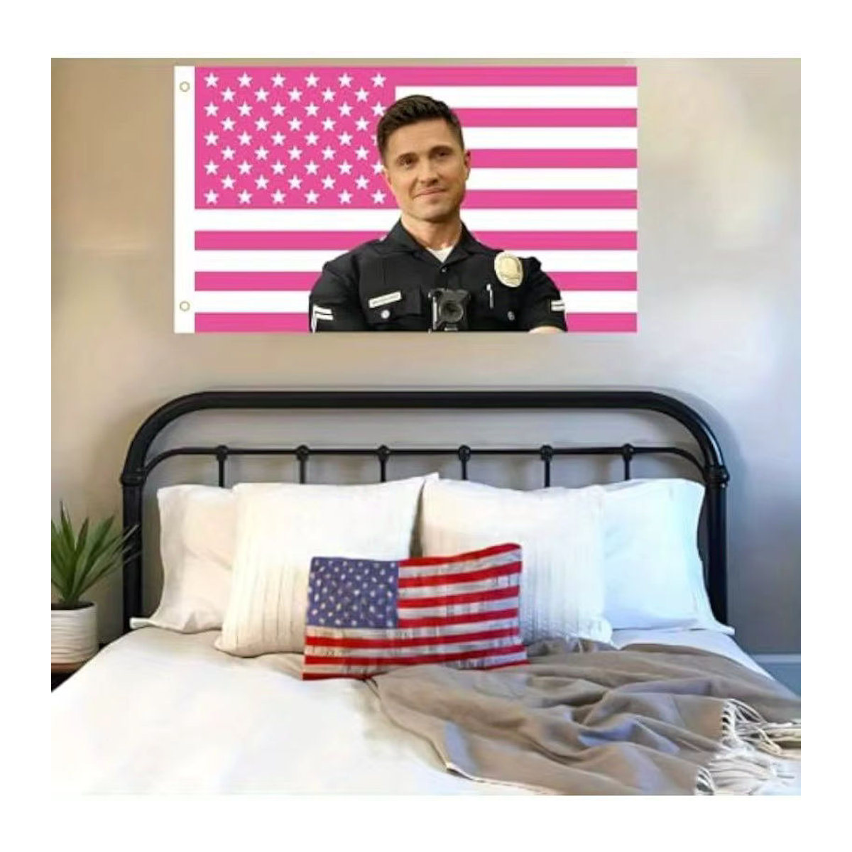MAGJIUKE Tim Bradford The Rookie Dekoration Amerikanische Flagge Rosa Porträt Wandmontiert B: 60 cm, H: 40 cm - Bild 3