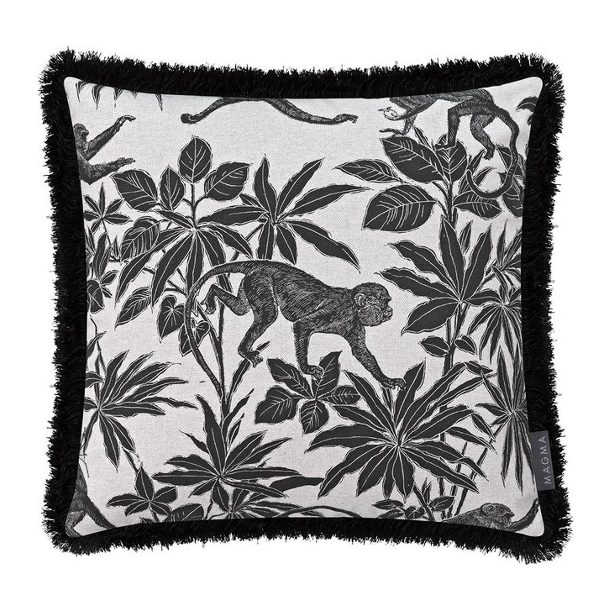 MAGMA Kissenhülle MONKEY mit Fransen in Schwarz, B/T/H: 50 x 50 x 0 cm - Bild 1
