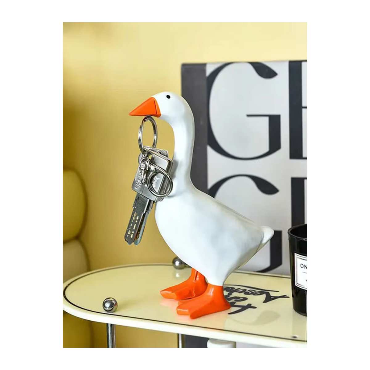 Magnetische Gans Schlüsselhalter Skulptur aus Kunstharz in Weiß zur Schreibtischdekoration - Bild 7