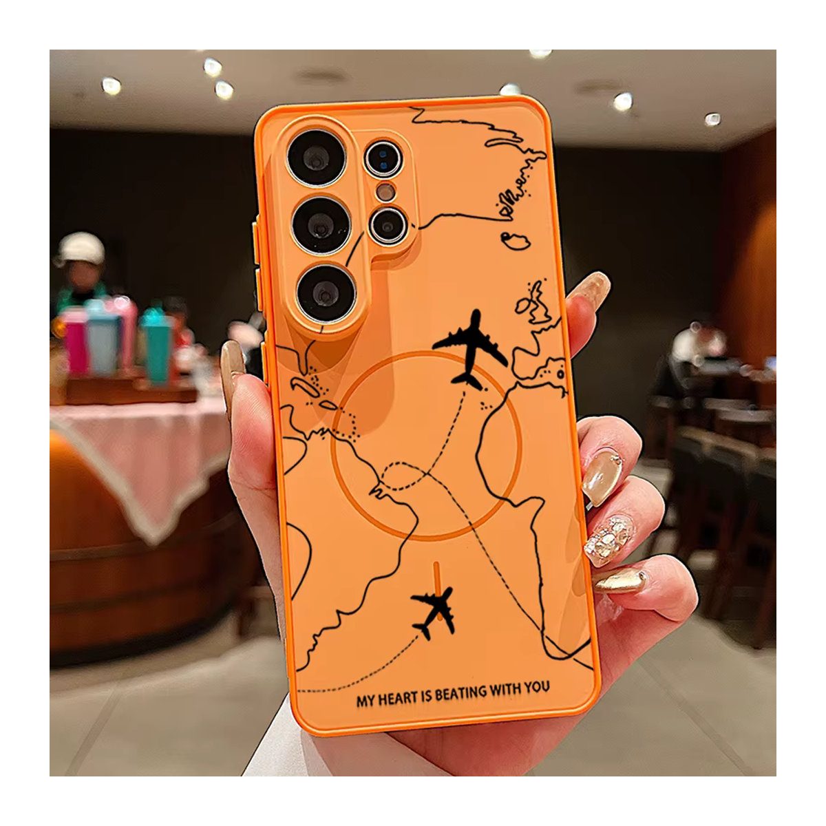 Magnetische Handyhülle MOESOE mit Flugrouten-Muster für Samsung Galaxy S26 S25 S24 S23 S22 Ultra Edge FE A56 A37 A17 A55 A36 A16 A15 in Pink und Mehrfarbig - Bild 2