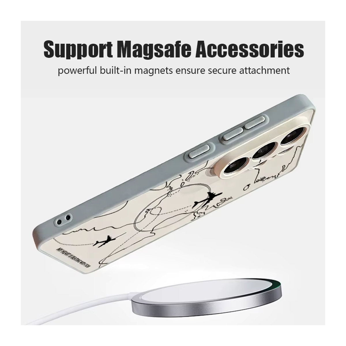 Magnetische Handyhülle MOESOE mit Flugrouten-Muster für Samsung Galaxy S26 S25 S24 S23 S22 Ultra Edge FE A56 A37 A17 A55 A36 A16 A15 in Pink und Mehrfarbig - Bild 4