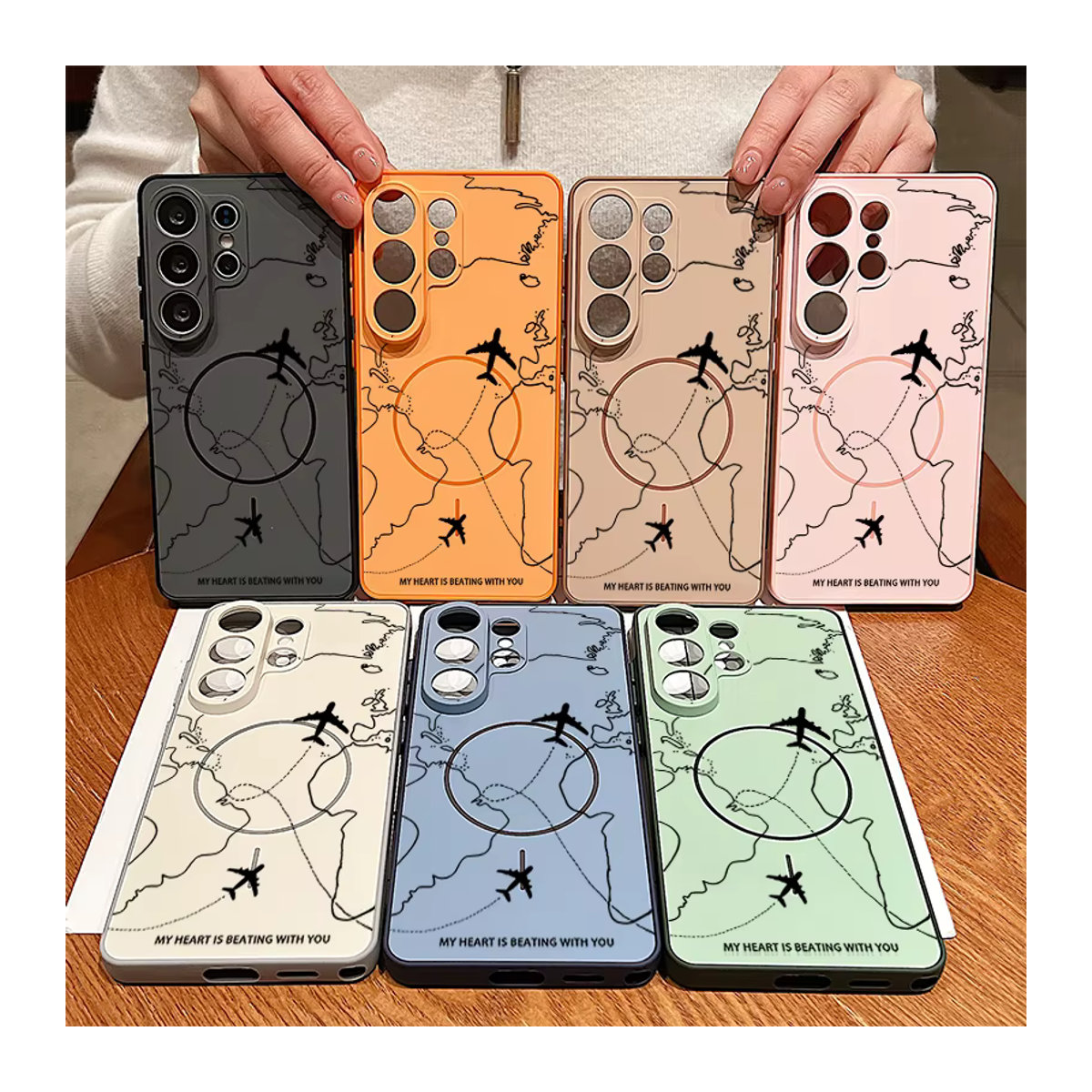 Magnetische Handyhülle MOESOE mit Flugrouten-Muster für Samsung Galaxy S26 S25 S24 S23 S22 Ultra Edge FE A56 A37 A17 A55 A36 A16 A15 in Pink und Mehrfarbig - Bild 5