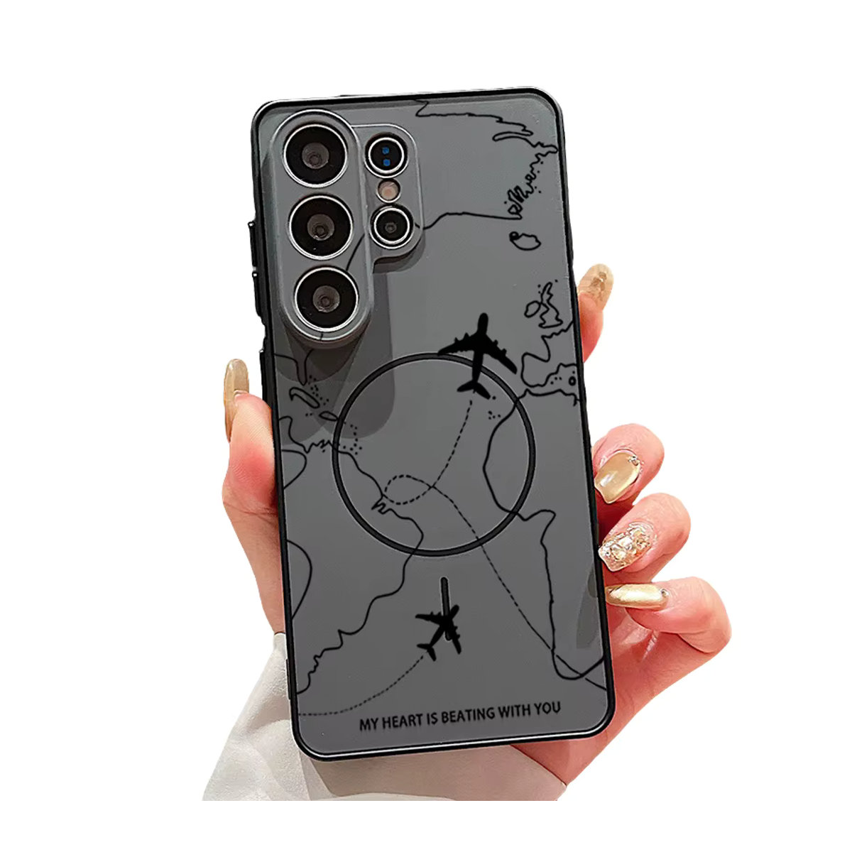 Magnetische Handyhülle MOESOE mit Flugrouten-Muster für Samsung Galaxy S26 S25 S24 S23 S22 Ultra Edge FE A56 A37 A17 A55 A36 A16 A15 in Pink und Mehrfarbig - Bild 6