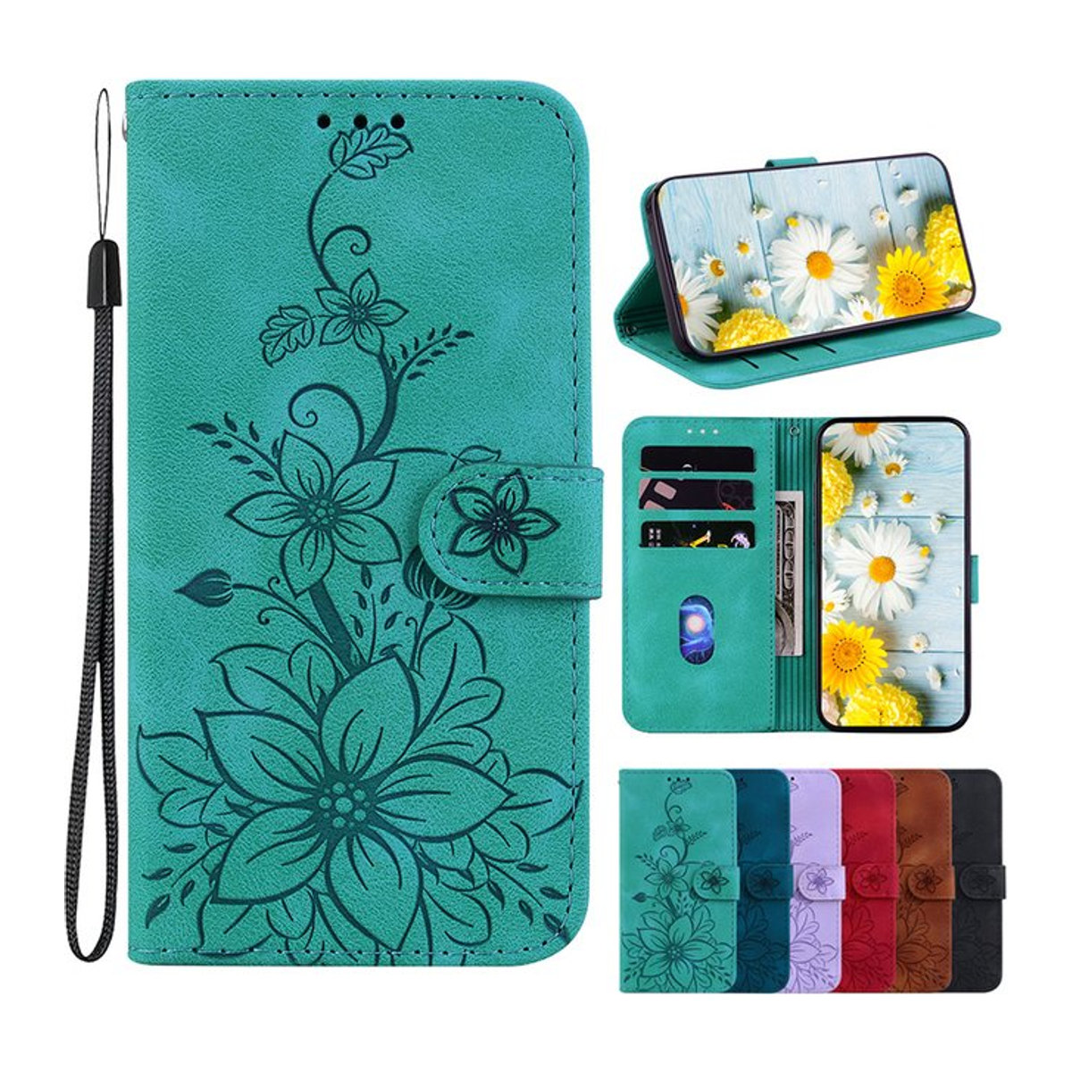 Magnetische Leder-Brieftasche Flip-Cover Schutzhülle für OPPO A18 A17 A16K A15 A1 - Bild 1