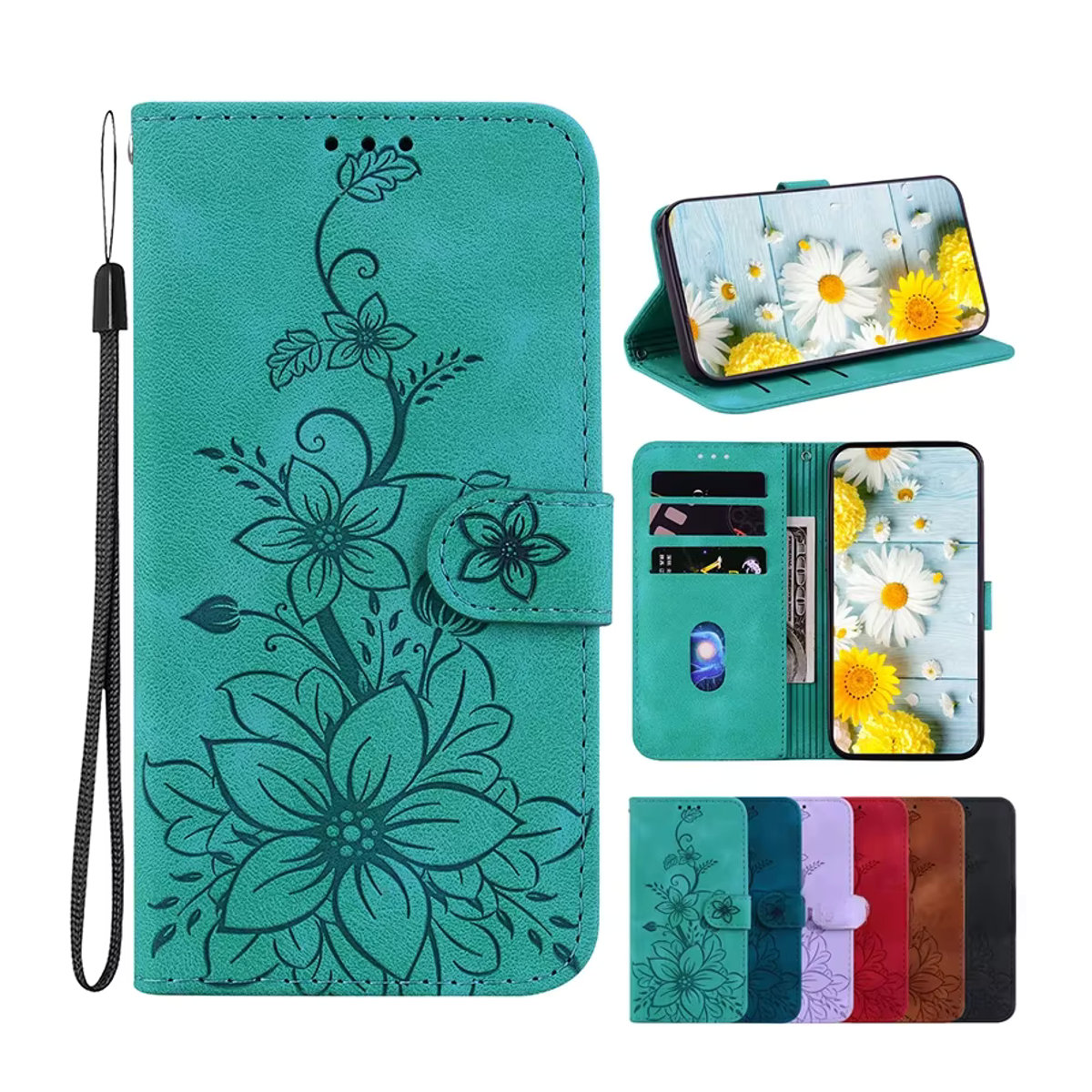 Magnetische Leder-Brieftasche Flip-Cover Schutzhülle für OPPO A18 A17 A16K A15 A1 - Bild 7