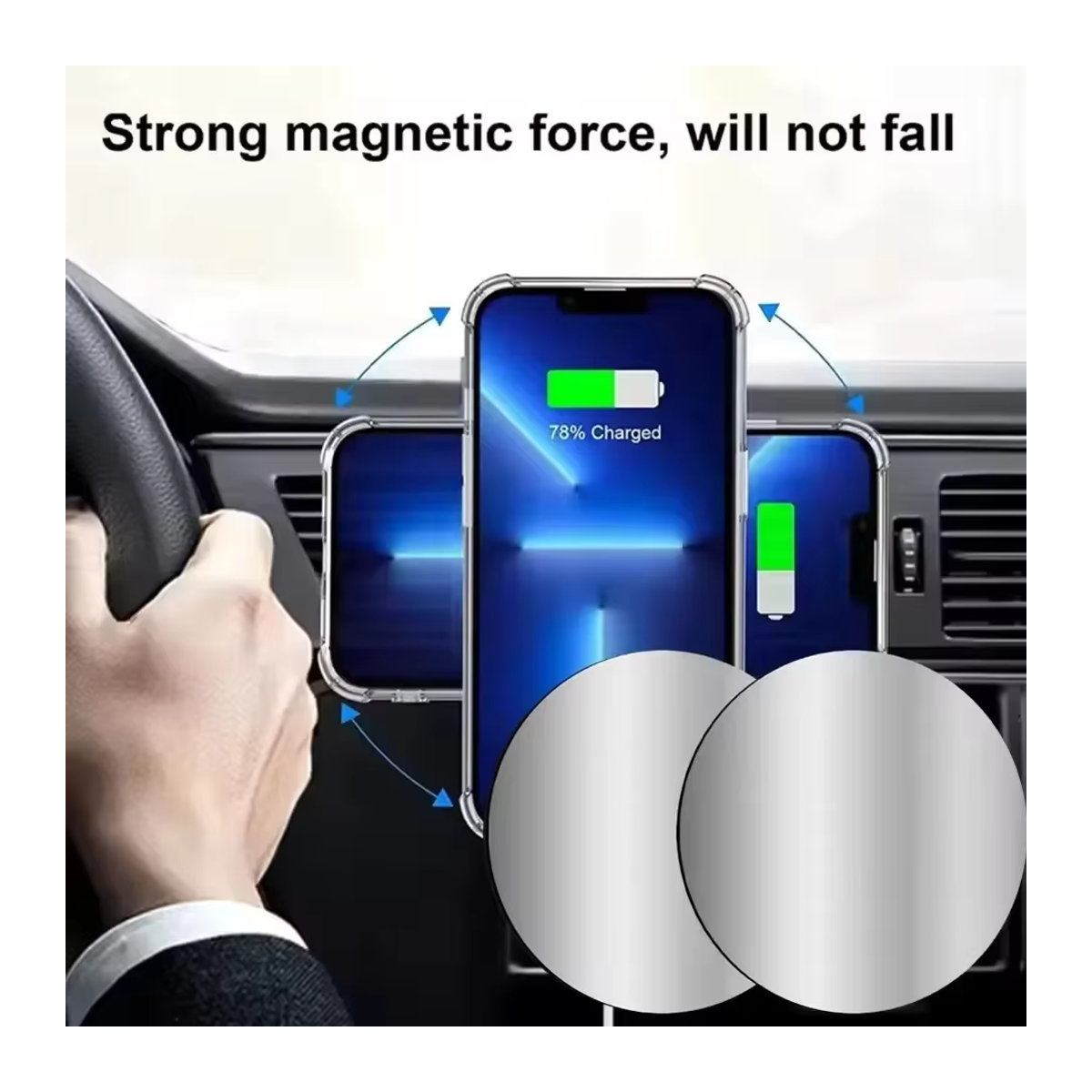 Magnetische Metallplatte Disk Silber 8 cm Selbstklebender Eisen Patch für Handy und Tablet zur Nutzung mit Magnetischen Haltern - Bild 4