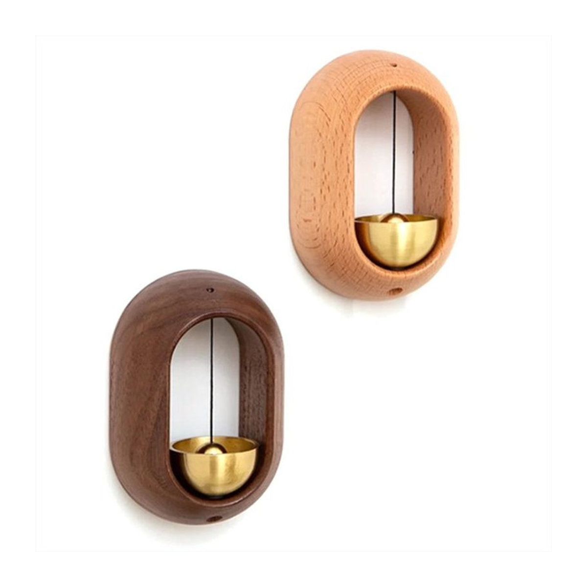 Magnetische Türklingel aus Messing und Holz in Braun, Selbstklebende Windspiele für Tür und Home Dekorationen - Bild 1