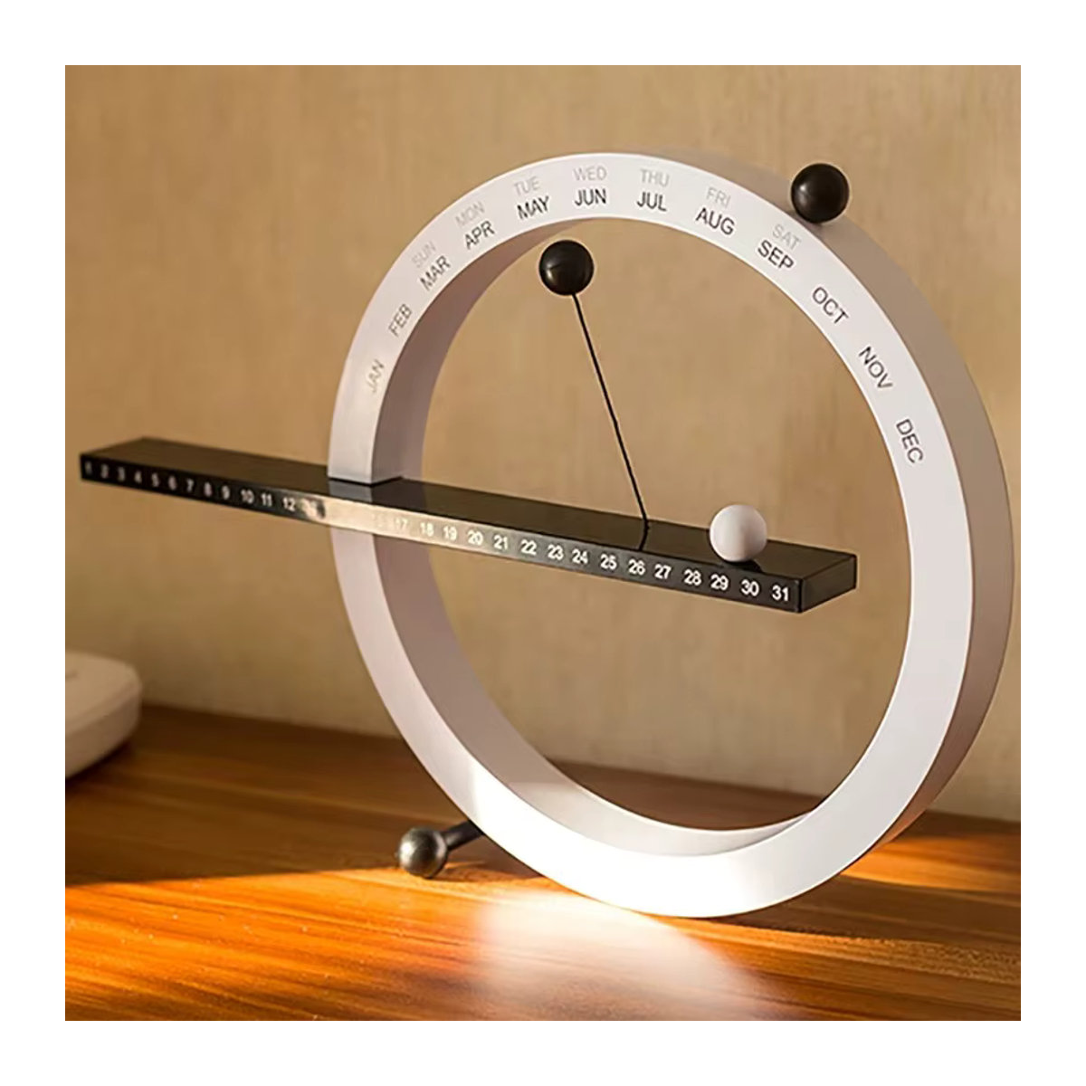 Magnetischer Ewiger Kalender in Weiß als minimalistisches geometrisches Desktop-Ornament aus Metall - Bild 2