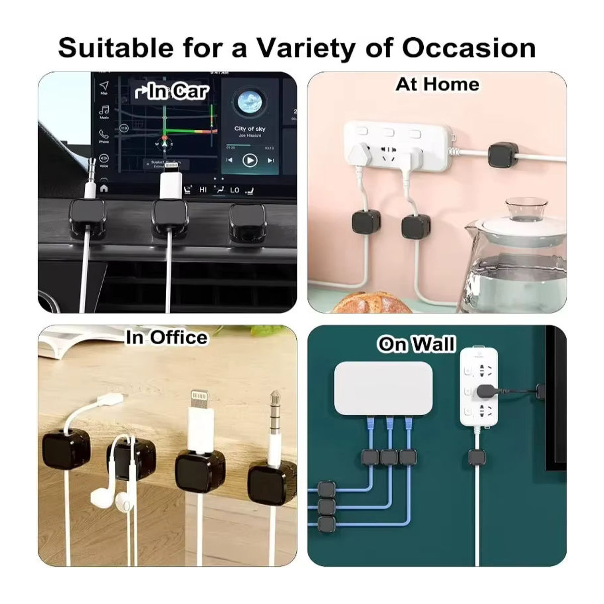 Magnetischer Kabel-Organizer für Desktop und Mobiltelefone zur Aufbewahrung und Befestigung von Ladekabeln in Weiß oder Schwarz-Weiß - Bild 5