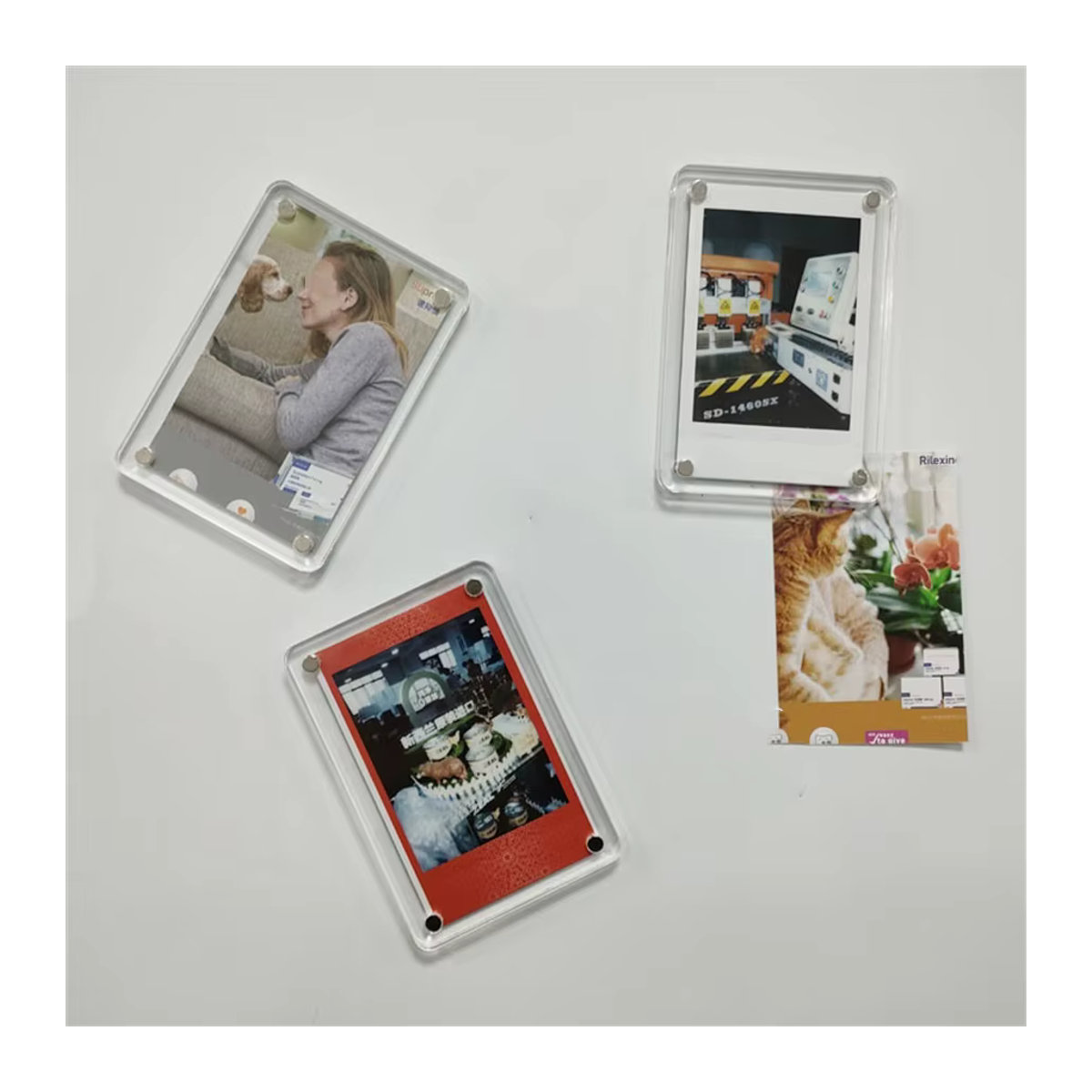 Magnetischer Polaroid Fotorahmen aus transparentem Acryl für 3 Zoll Fotos, rechteckiger DIY Fotodisplayständer in minimalistischem Design - Bild 2