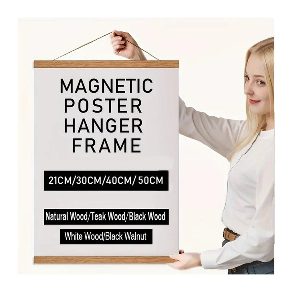 Magnetischer Poster-Aufhänger von Little PP aus Holz in Braun, B/H: 40 x 50 cm - Bild 1