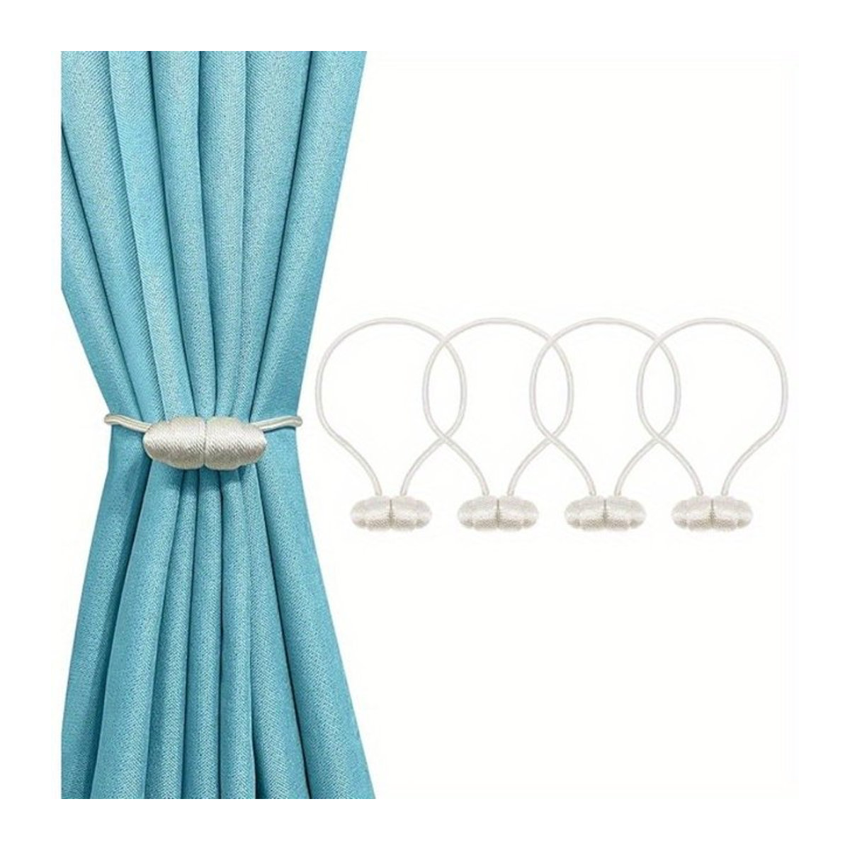 Magnetischer Vorhang-Raffhalter mit Kugel-Design in Weiß zur Befestigung von Vorhangschals und Krawatten-Halterungen - Bild 1