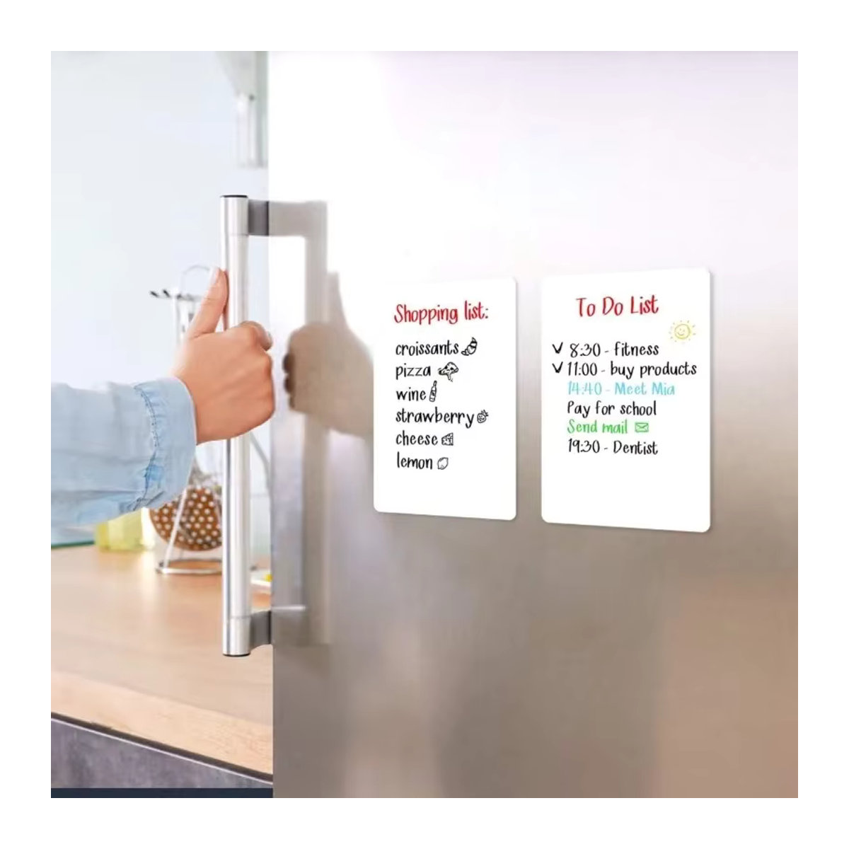 Magnetisches Whiteboard in Weiß für den Kühlschrank, trocken abwischbares Markierungsblatt für Einkaufslisten und Memos, minimalistisches Design - Bild 3