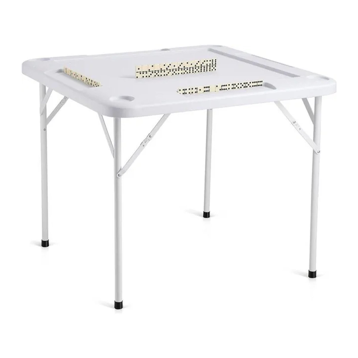 Mahjongtisch für 4 Spieler von Buying Solutions, MB als klappbarer Kartentisch mit 4 Becherhaltern und Chip-Schalen in Weiß - Bild 1