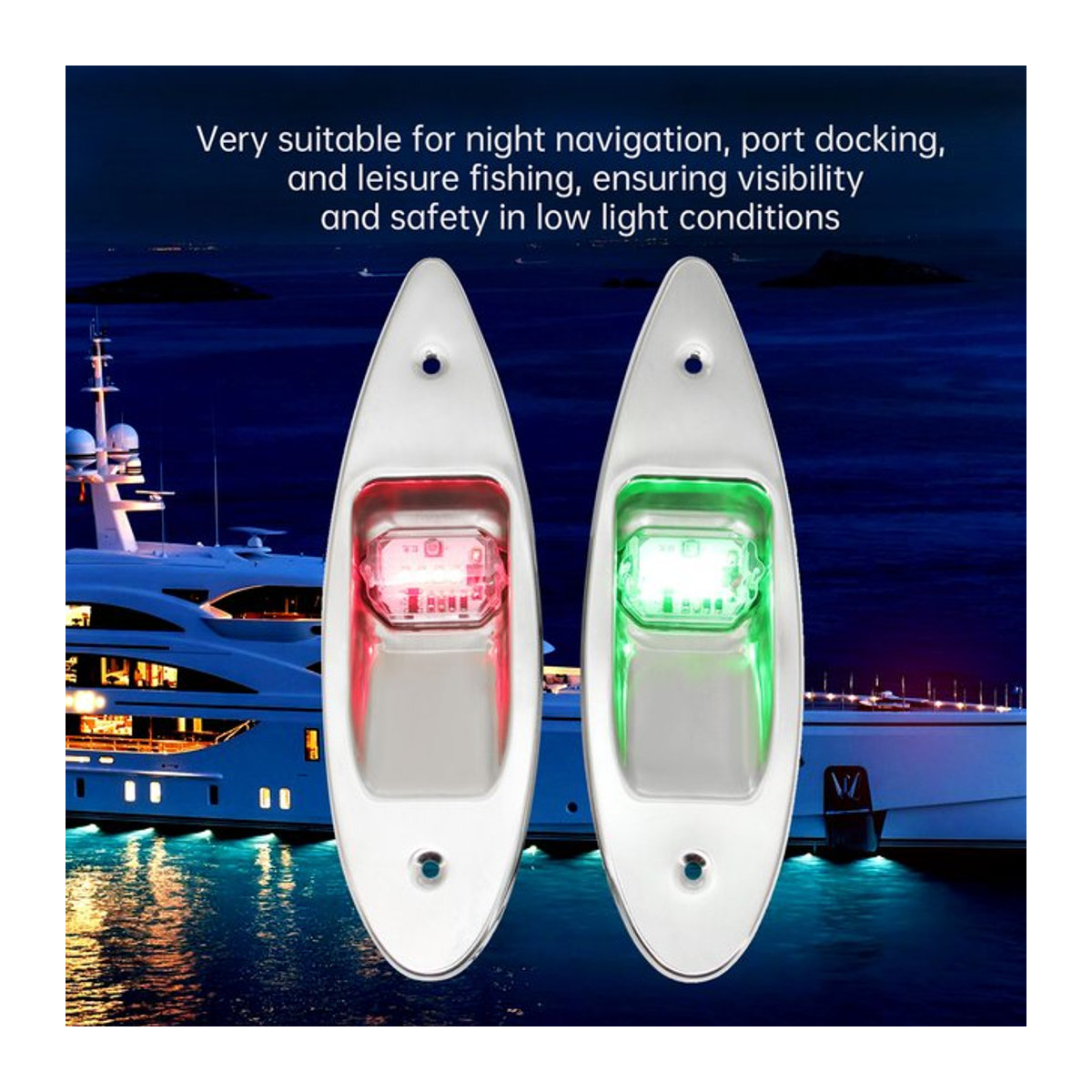 MAIMEIMI 12V LED Navigationslicht für Marine und Boote, wasserdichte Signal-Warnlampe in Rot und Grün, korrosionsbeständig - Bild 1