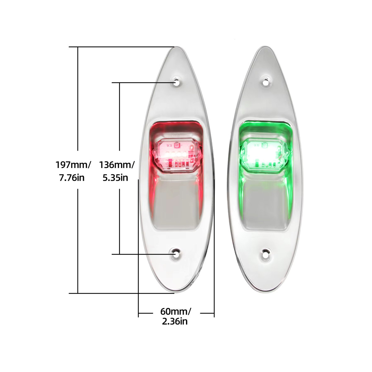 MAIMEIMI 12V LED Navigationslicht für Marine und Boote, wasserdichte Signal-Warnlampe in Rot und Grün, korrosionsbeständig - Bild 2