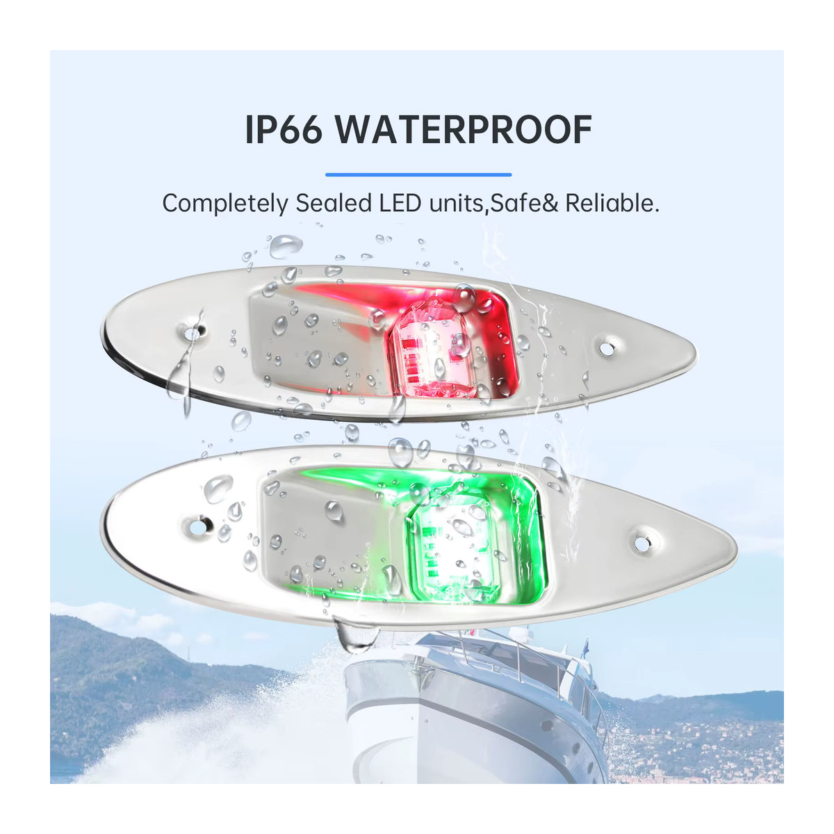 MAIMEIMI 12V LED Navigationslicht für Marine und Boote, wasserdichte Signal-Warnlampe in Rot und Grün, korrosionsbeständig - Bild 3