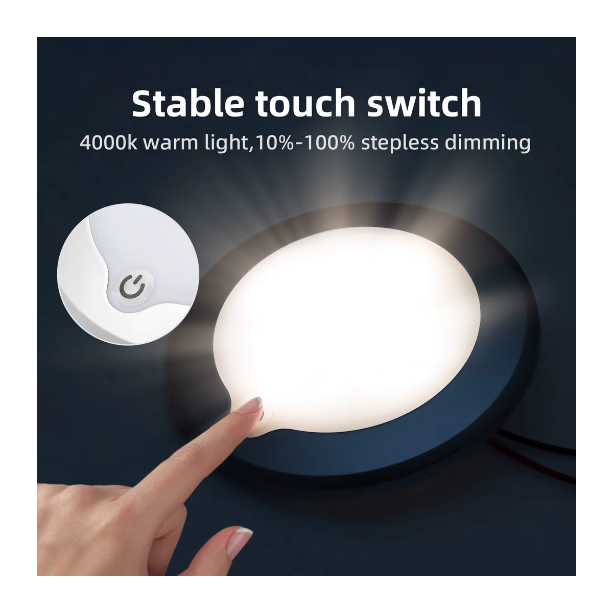 MAIMEIMI Dimmbare LED-Deckenleuchte mit Touch-Dimmerschalter, 8 W Deckenspot in Weiß für Wohnmobile, Boote und Yachten - Bild 2